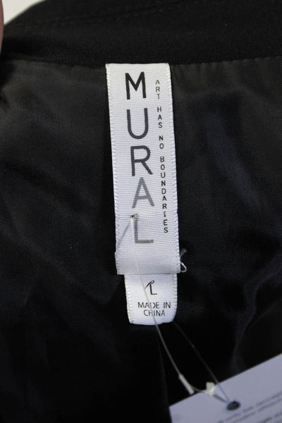 Mural Womens Peak Collar V-Neck One Button Blazer Suit Jacket Black Size L