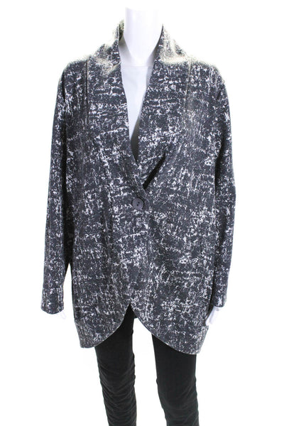 Ronen Chen Womens Abstract Print One Button Cocoon Cardigan Gray Size 14