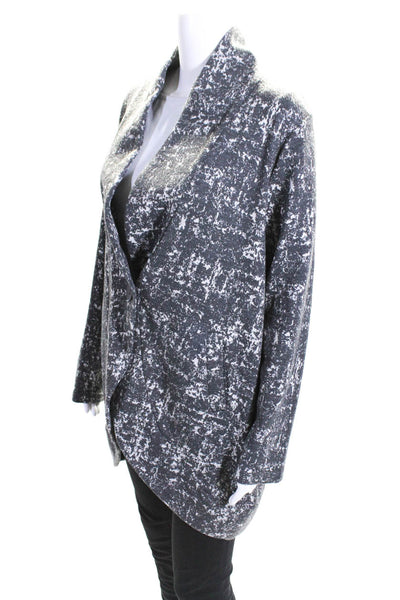 Ronen Chen Womens Abstract Print One Button Cocoon Cardigan Gray Size 14