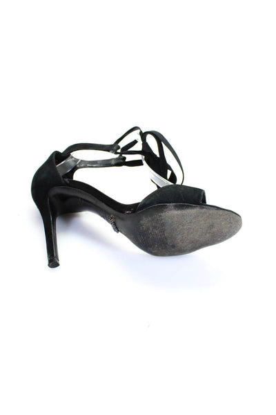 Schutz Women's Suede Peep Toe Ankle Lace Up Heels Black Size 8