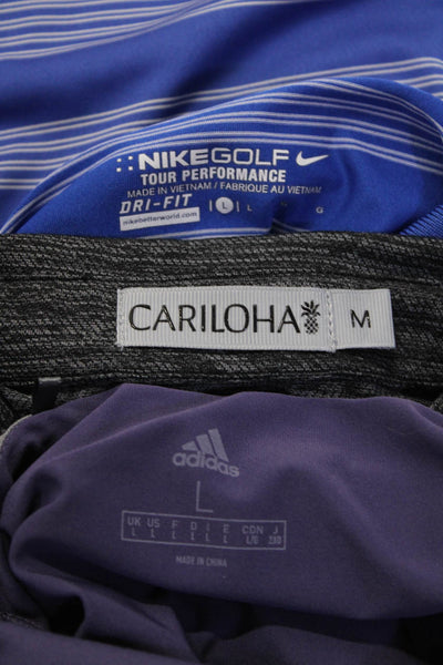 Adidas Cariloha Nike Mens Polo Shirts Purple Blue Gray Size Medium Large Lot 3