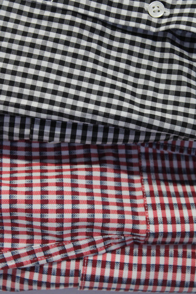 Theory Robert Graham Mens Button Front Plaid Shirts Black White Red Large Lot 2