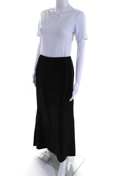 Carmen Marc Valvo Mens Solid Black Lined Maxi Skirt Size 4