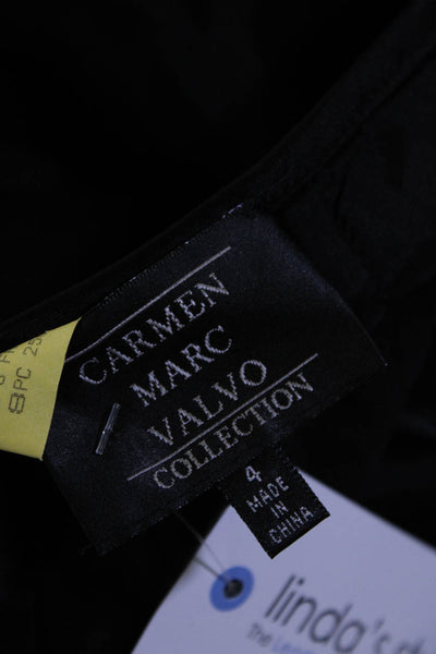 Carmen Marc Valvo Mens Solid Black Lined Maxi Skirt Size 4