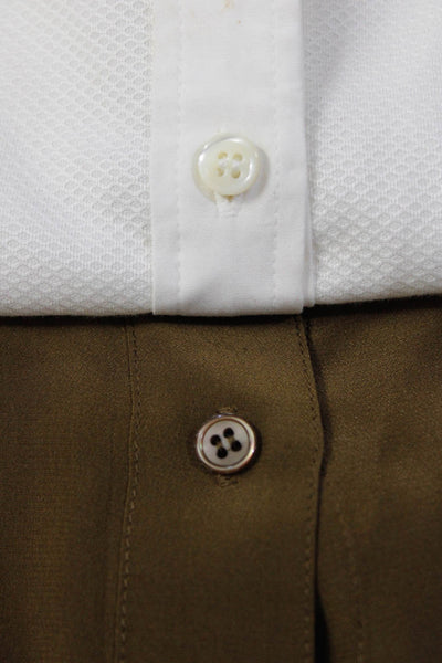 J Crew Women's Collar Silk Button Down Shirt Green Size 6