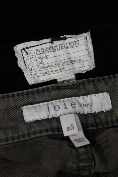 Current/Elliott Women's Cargo Pants Corduroy Pants Black Green Size 25 Lot 2