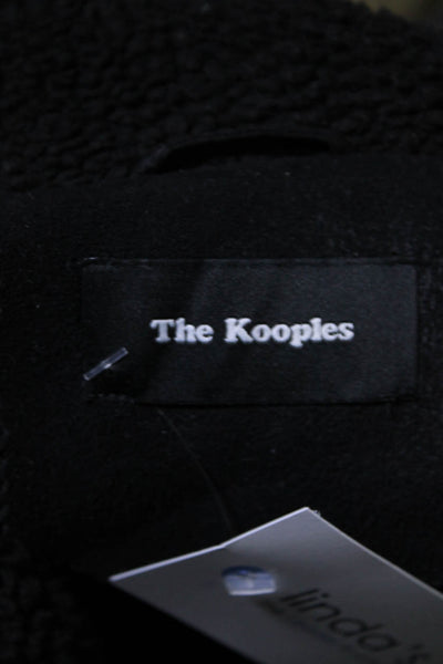 The Kooples Womens Collared Zip Pockets Long Sleeve Side Zip Coat Black Size XS