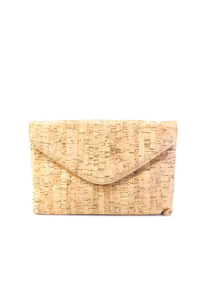 J Crew Womens Cork Print Hidden Strap Envelope Clutch Shoulder Bag Beige