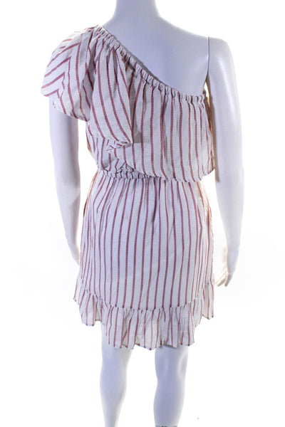 BB Dakota Womens One Shoulder Vertical Stripe Shift Dress WHite Red Size XS