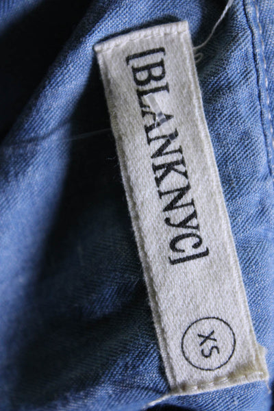 BLANKNYC Womens Half Button Short Sleeve Chambray Shirt Dress Gray Size XS