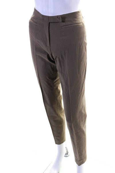 Alberto Biani Womens Wool Pleated Snap Button Tapered Dress Pants Tan Size EUR44