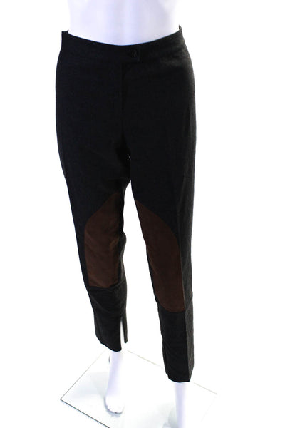 Blugirl Womens Patchwork Texture Button Straight Leg Dress Pants Gray Size EUR38