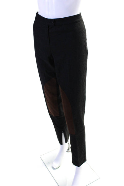 Blugirl Womens Patchwork Texture Button Straight Leg Dress Pants Gray Size EUR38