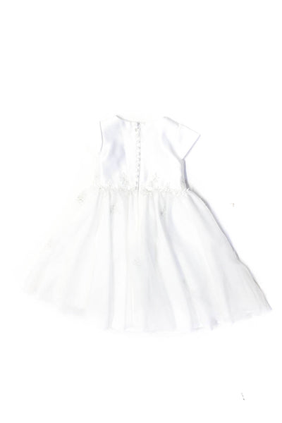 Sarah Louise Girls Cap Sleeve Floral Lace Detail A Line Tulle Dress White Size 2