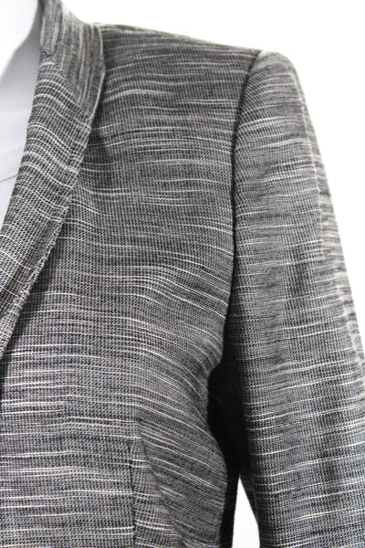 Santorelli Womens Striped Two  Button Jacket Black Wool Size 4