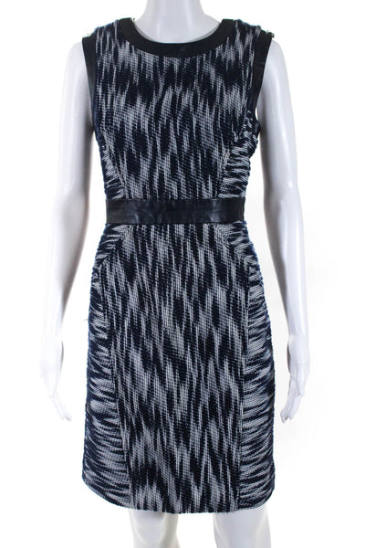 Milly Of New York Womens Cotton Textured Sleeveless Dress Blue White Size 6