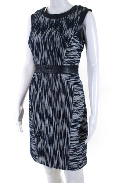 Milly Of New York Womens Cotton Textured Sleeveless Dress Blue White Size 6