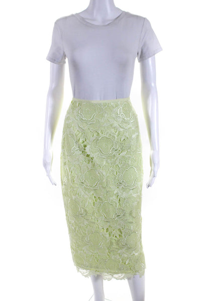 Ted Baker London Womens Floral Lace Split Hem Midi Pencil Skirt Green Size M