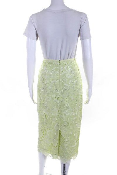 Ted Baker London Womens Floral Lace Split Hem Midi Pencil Skirt Green Size M