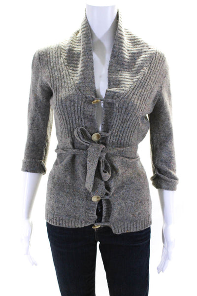 Central Park West Womens Shawl Collar Button Up Cardigan Sweater Beige Size XS