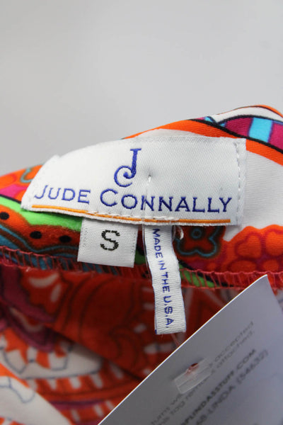 Jude Connally Womens Paisley Sleeveless Sheath Dress Blue Orange Pink Size Small