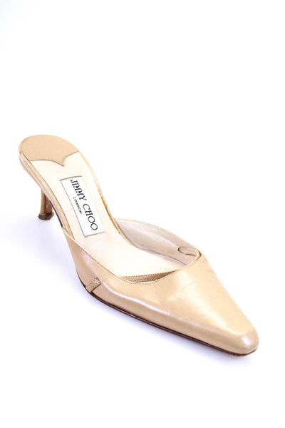 Jimmy Choo Womens Pointed Toe Mary Jane Mules Pumps Beige Size 36.5 6.5