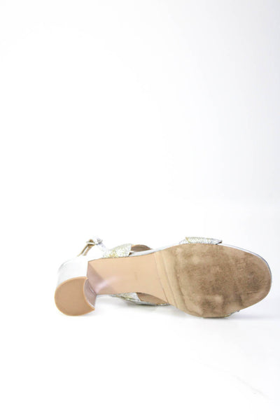 Jildor Womens Fringed Stud Cross Strap Texture Block Heels Sandals Blue Size 6.5