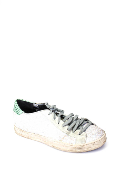 P448 Womens John Iridescent Glitter Faux Croc Trim Sneakers Multicolor Size 39 9