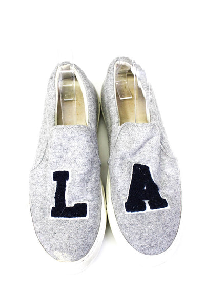Joshua Sanders Womens LA Fleece Slip On Sneakers Gray Navy Blue Size 39 9