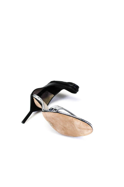 3.1 Phillip Lim Womens Metallic Emboss Ankle Strap Sandals Black Silver 38.5 8.5