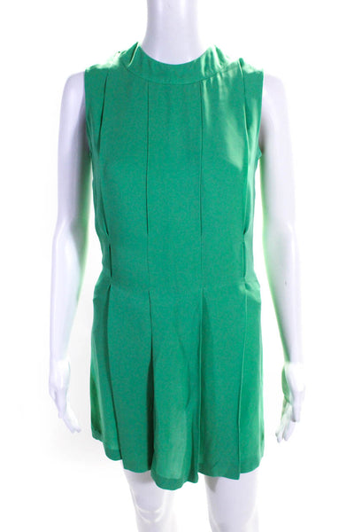 Raoul Womens Back Zip Sleeveless Knee Length Silk Pleated Dress Green Size 2