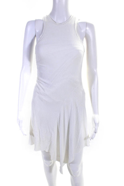 ALC Womens Sleeveless Crew Neck Knee Length Ribbed Dress White Size Extra Small