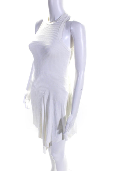 ALC Womens Sleeveless Crew Neck Knee Length Ribbed Dress White Size Extra Small