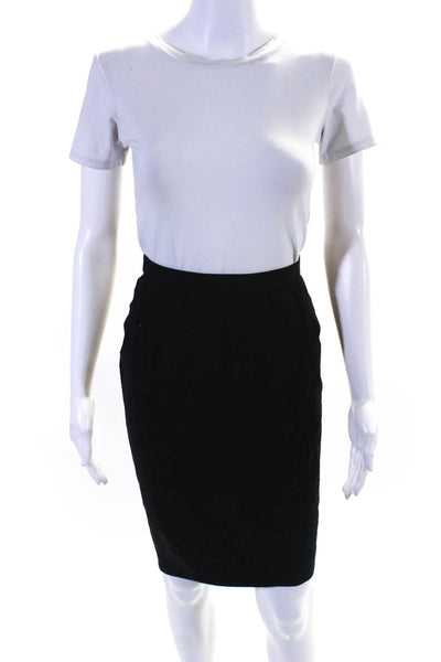 Donna Karan New York Womens Wool Back Zip Knee Length Pencil Skirt Black Size 18