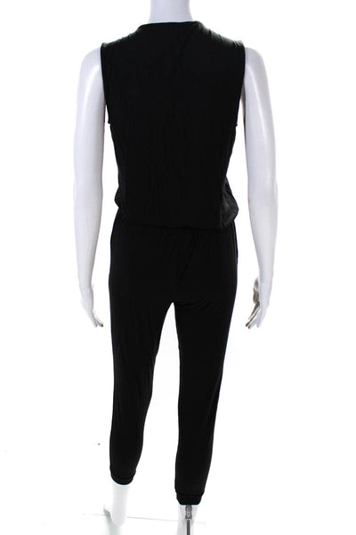 six/fifty Womens Sleeveless V Neck Jogger Jumpsuit Black Size Small