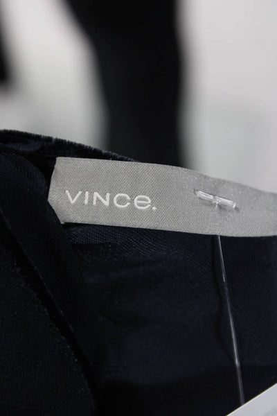Vince Womens Navy Velour Crew Neck Short Sleeve Blouse Top Size S