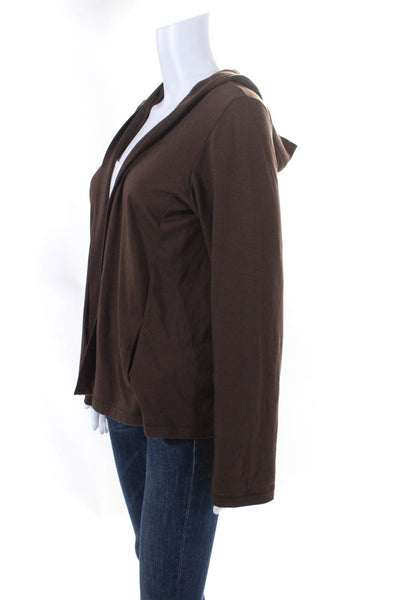 Eileen Fisher Women's Hood Long Sleeves Open Front Cardigan Brown Size S