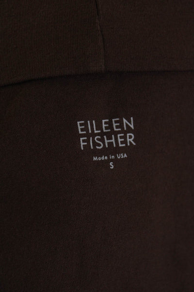 Eileen Fisher Women's Hood Long Sleeves Open Front Cardigan Brown Size S