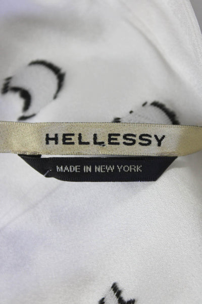 Hellessy Women's Printed Long Sleeve V-Neck Blouse White Size 0