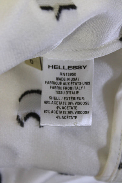 Hellessy Women's Printed Long Sleeve V-Neck Blouse White Size 0