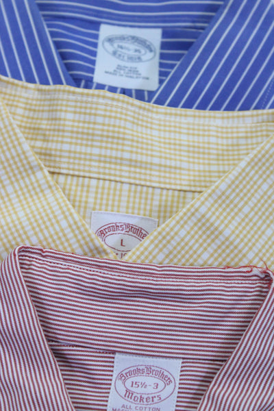 Brooks Brothers Mens Dress Shirts Yellow Size Large 15.5 16.5 35 Lot 3
