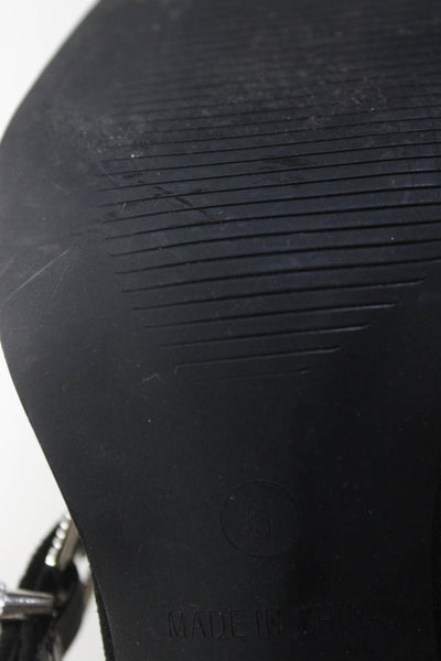 Raid Womens Open Toe Studded Strappy Buckle Block High Heels Black Size 6