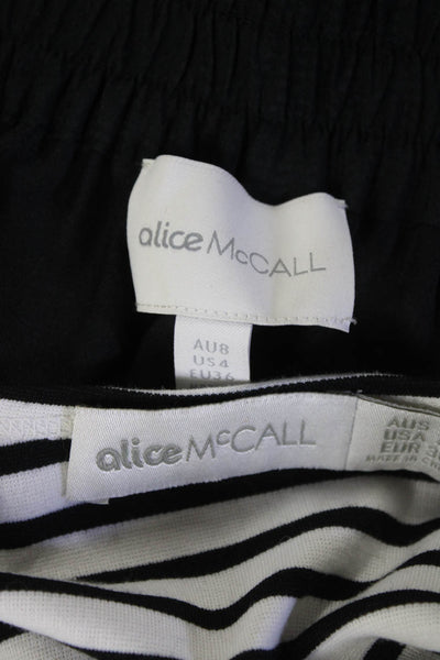 Alice McCall Women's Long Sleeve Striped Crop Top Black White Size 4, Lot 2