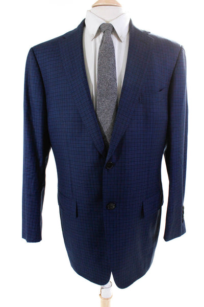 Marzoni Men's Collar Long Sleeves Line Two Button Jacket Blue Size 40