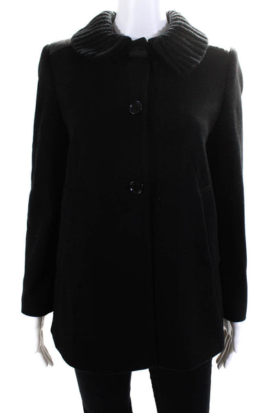 See by Chloe Womens Wool Long Sleeve Collared Button Up Jacket Coat Black Size 8