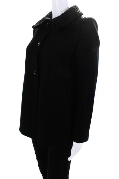 See by Chloe Womens Wool Long Sleeve Collared Button Up Jacket Coat Black Size 8