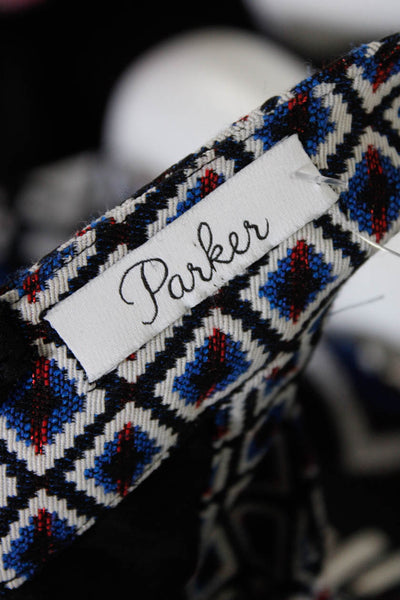 Parker Womens Sleeveless Geometric Fit & Flare Mini Dress Red White Blue Size S