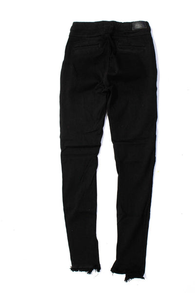 RtA Women's Split Frayed Hem Stretch Skinny Pants Black Size XS