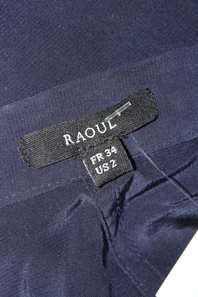 Raoul Women's Round Neck Sleeveless Half Button Pockets Jumpsuit Navy Blue Size