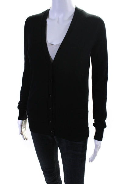 Proenza Schouler Womens Button Front V Neck Cardigan Sweater Black Wool Small